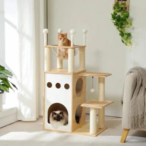 arbre à chat en bois robuste élégant