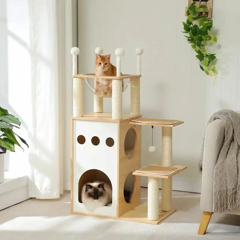 arbre à chat en bois robuste élégant