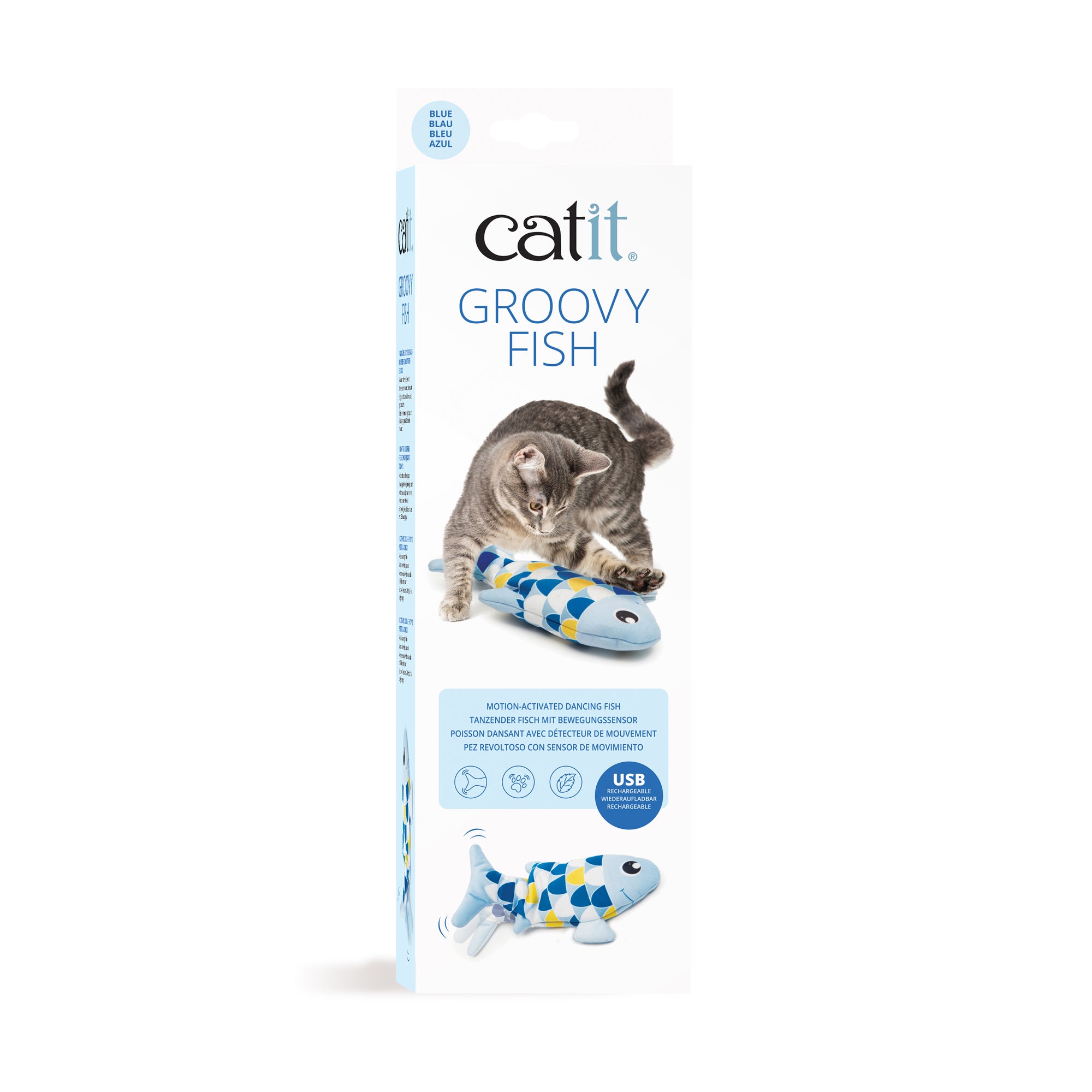 Poisson bleu interactif pour chat