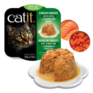 repas de poulet ZenCatShop saumon et carottes