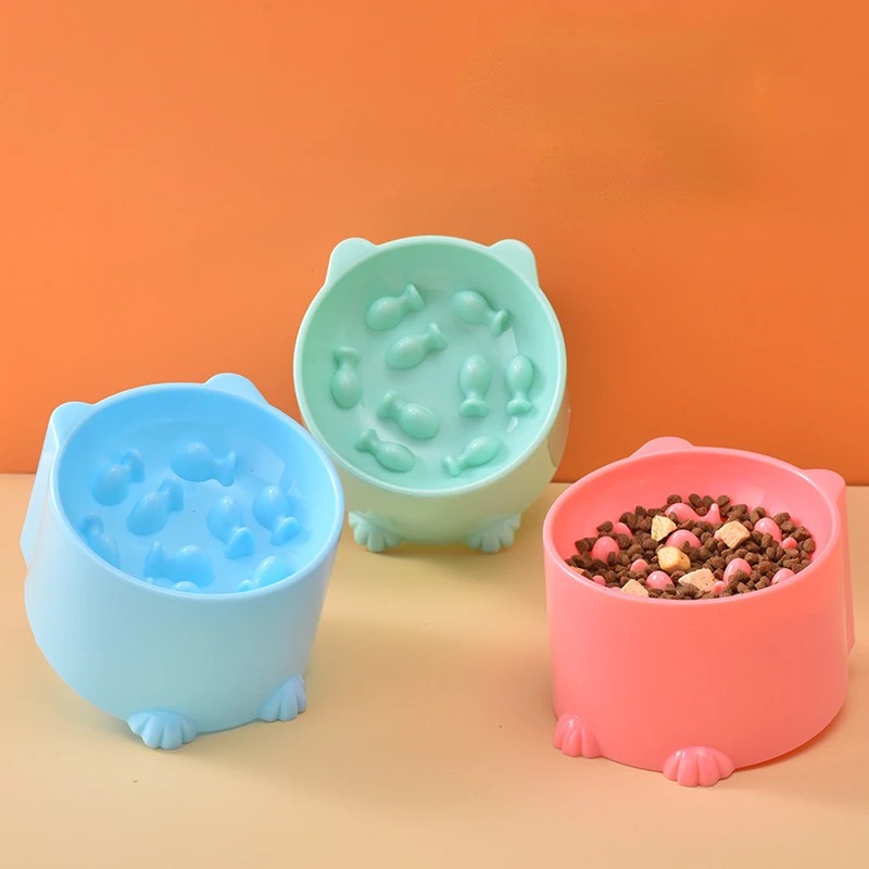 bol ralentisseur pour chat pastel