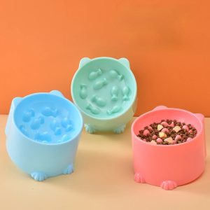 gamelle pour chat anti glouton pastel