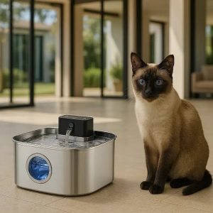 fontaine à eau chat inox sans fil FreeSteel