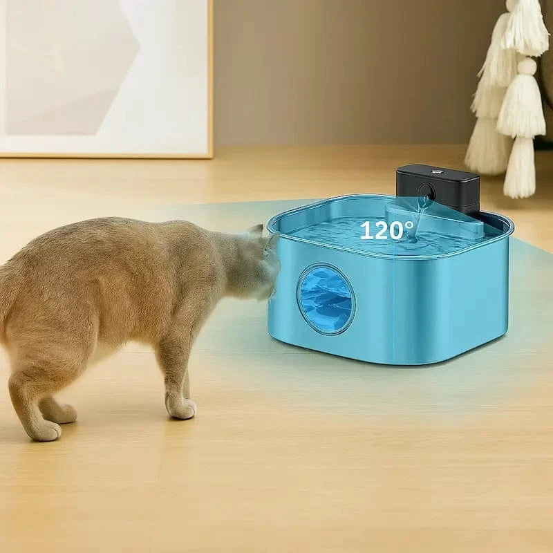 fontaine chat sans câble acier inoxydable