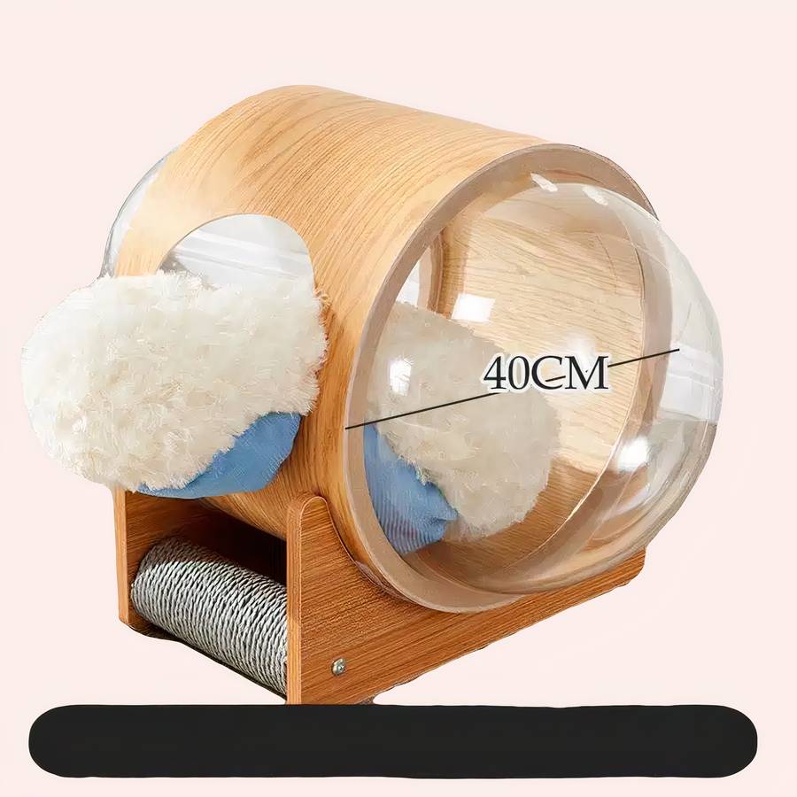 maison chat en bois capsule spatiale