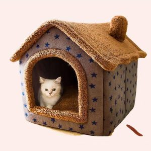 maison niche chat étoilée