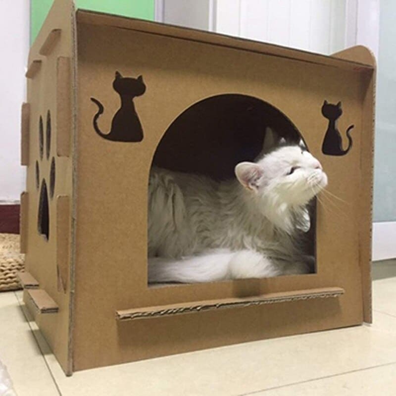nid pour chat en carton