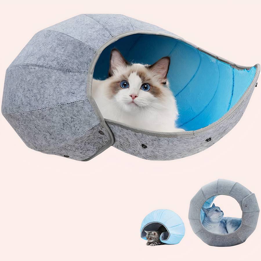 lit pour chat en tissu pliable gris