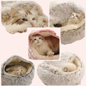panier rond pour chat peluche