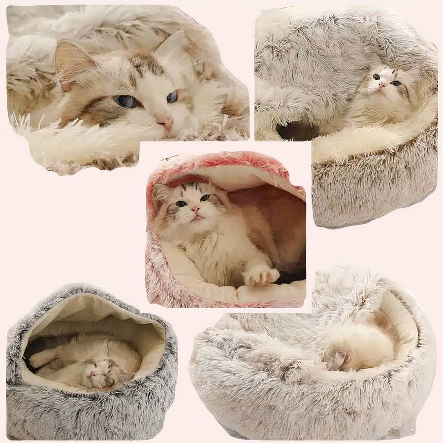 panier rond pour chat peluche